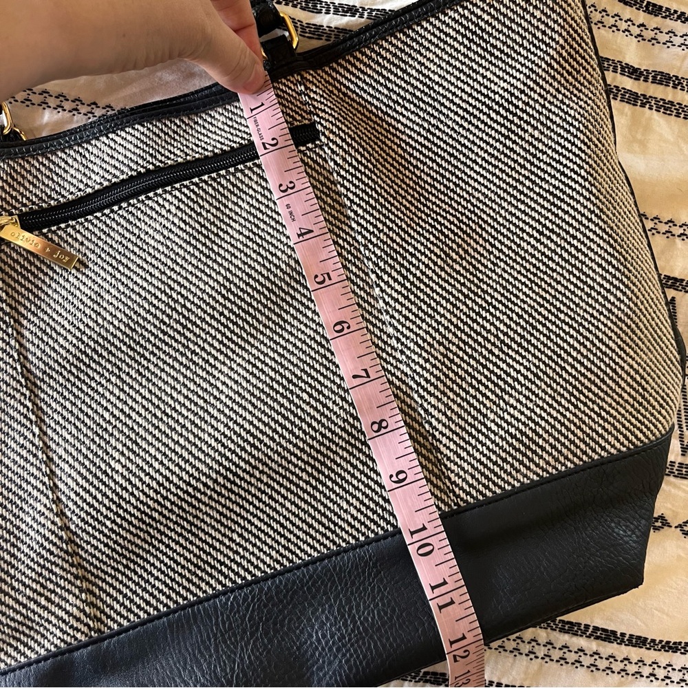 Olivia & Joy black gray linen blend tote handbag purse - Picture 9 of 11
